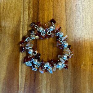 Silpada Carnelian & Sterling Silver Cha Cha Bead Stretch Bracelet